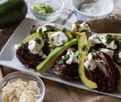 vressyntages-Baked radicchio with homemade ricotta and avocado