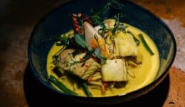 vressyntages-Rice noodles with fresh fish and curry sauce (Kano Jeen curry noodles)