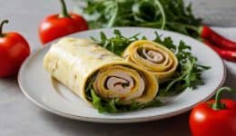 vressyntages-Rolled omelet with egg whites, cream cheese, turkey and vegetables