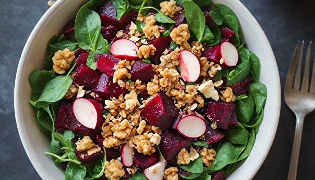 vressyntages-Salad with oats, beets and walnuts