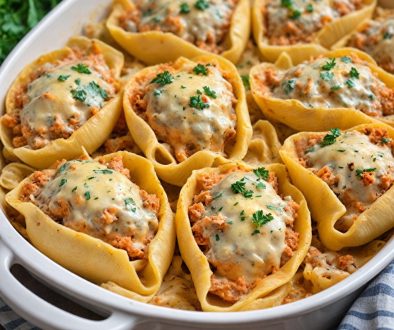 vressyntages-Shells stuffed with cheese and minced chicken